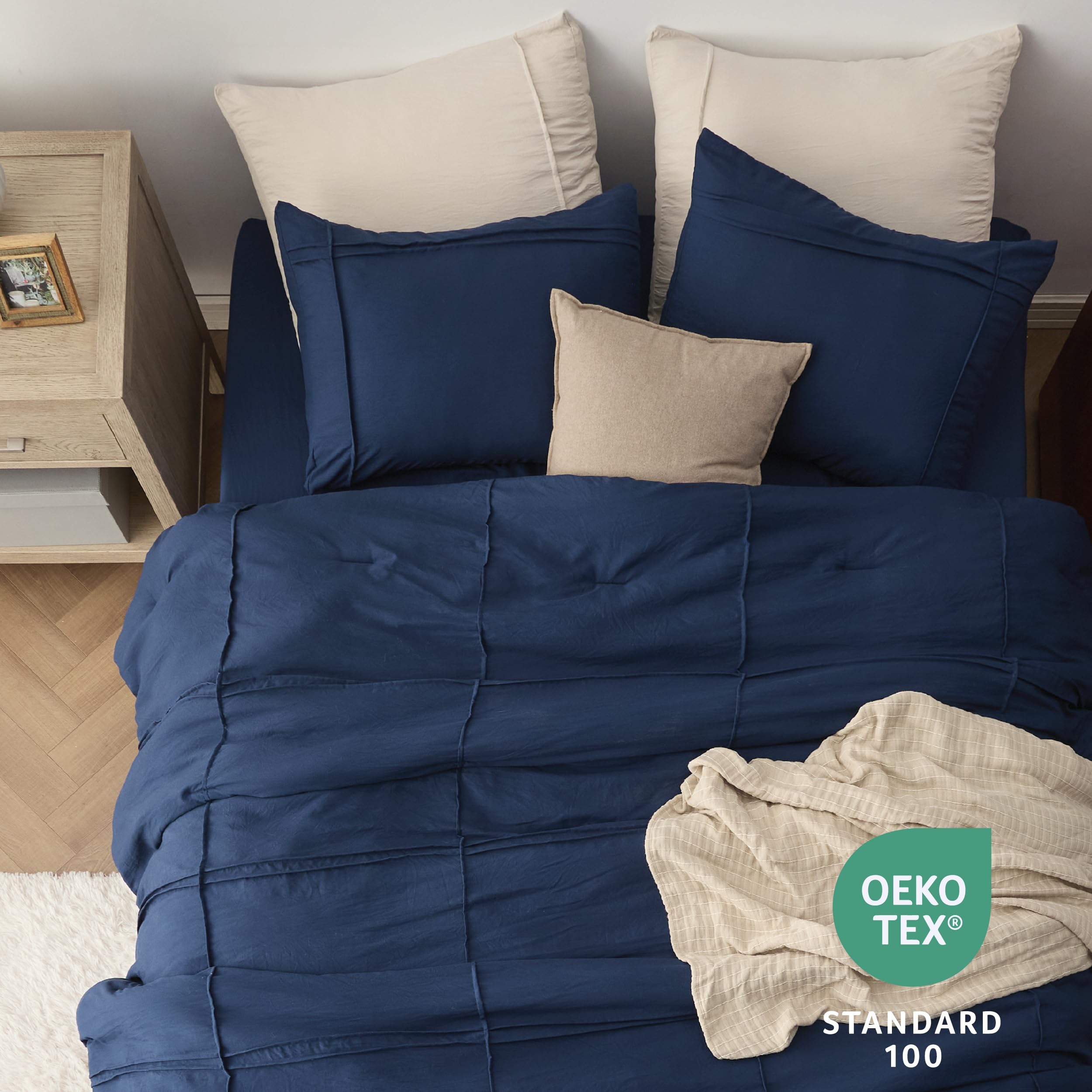 Full Comforter Set with Sheets - 4 Pieces Soft Navy Blue Bedding Sets