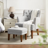 Ottoman Set, Upholstered Button Tufted Armchair for Living Room