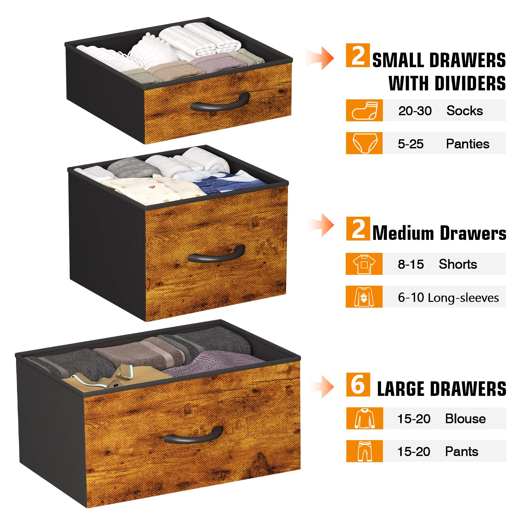 10 Drawer Dresser, Chest of Drawers for Bedroom, Fabric Dresser Drawers