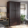 100% Solid Wood Smart Wardrobe/Armoire/Closet, Java Color