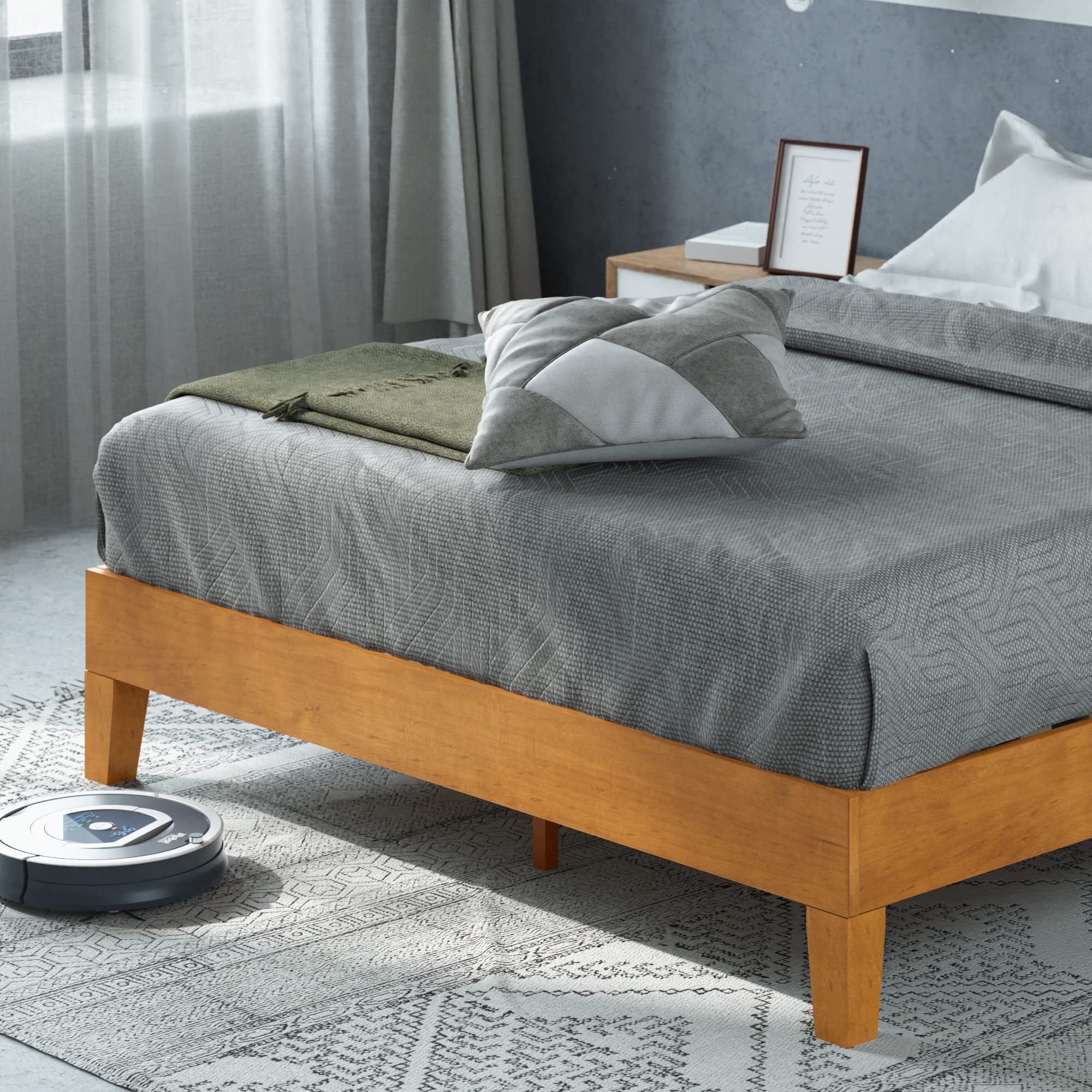 Alexis Deluxe Wood Platform Bed Frame / Solid Wood Foundation