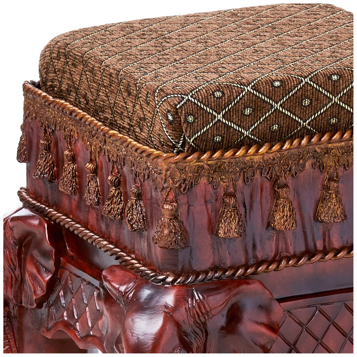 Maharajah Elephants Indian Decor Upholstered Footstool