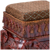 Maharajah Elephants Indian Decor Upholstered Footstool