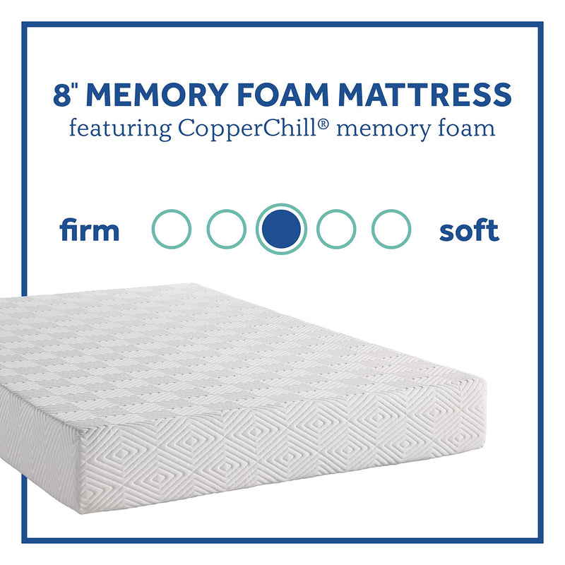 Memory Foam Bed in a Box - 8 Inch, Medium Feel, Twin Size, Copper Chill Technology