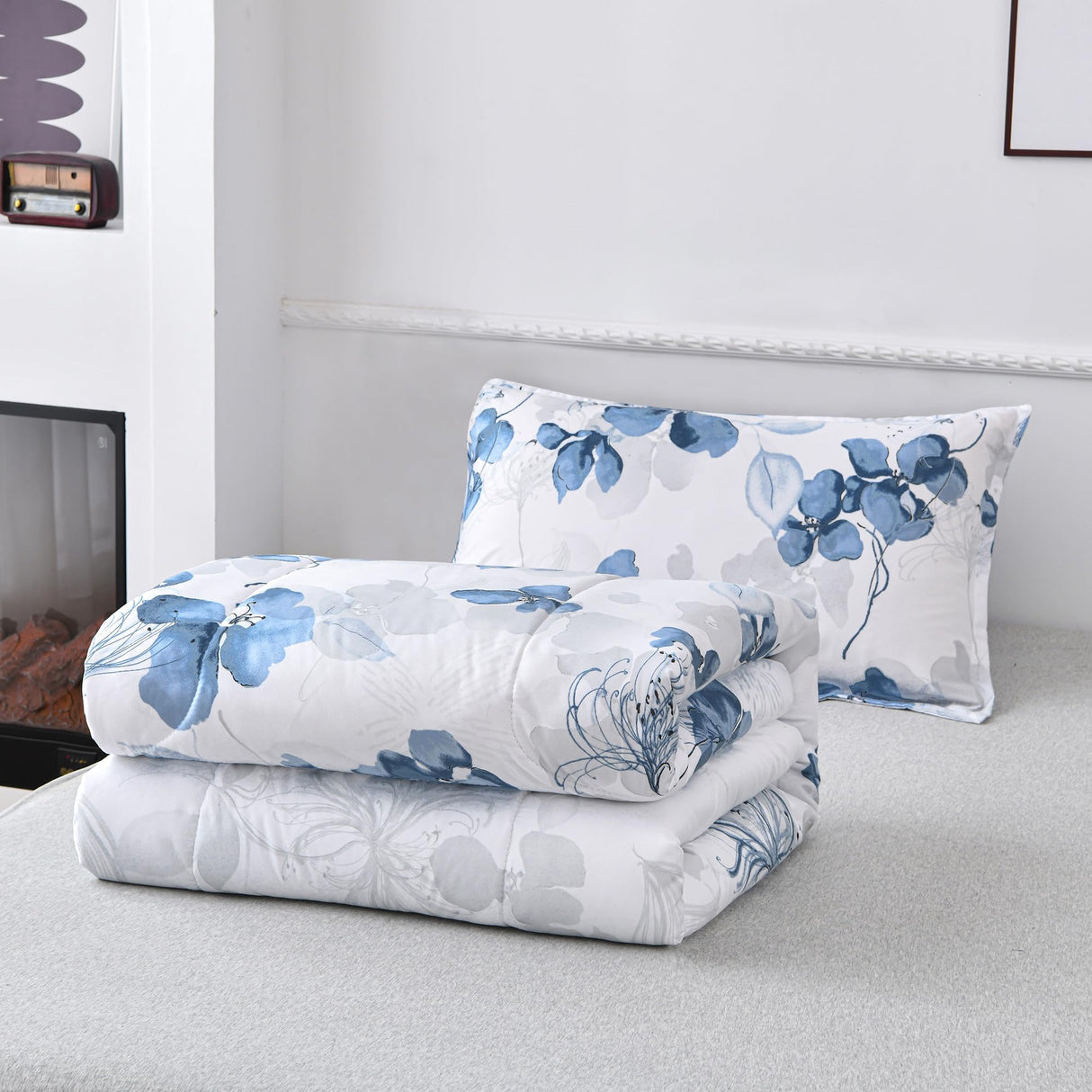 White Twin Comforter Bedding Set (90x68Inch)