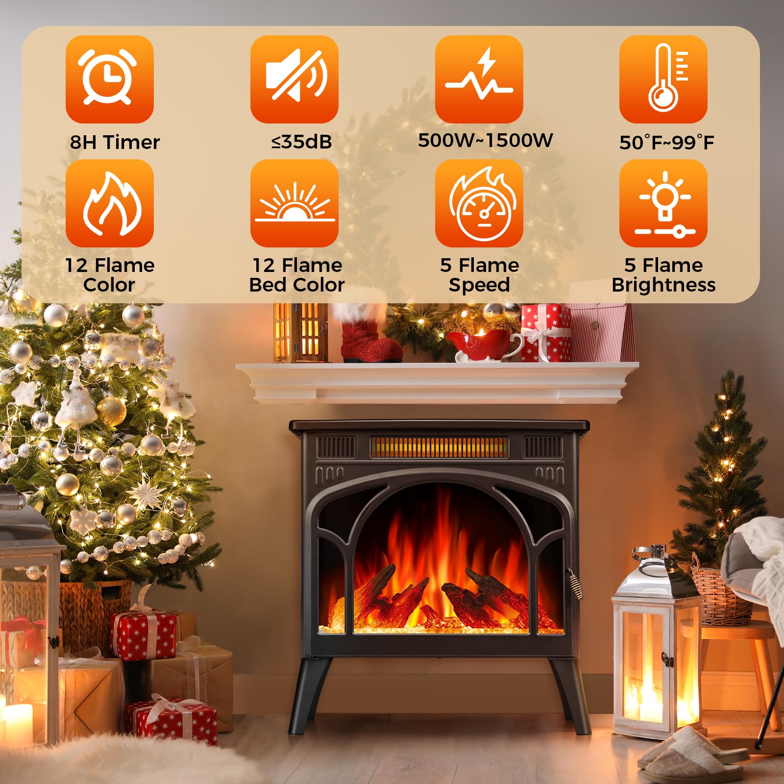 Realistic Flame Electric Fireplace Stove