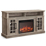 Traditional 58" Rustic TV Stand with 23" Electric Fireplace Heater