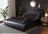 Full Size Box-Tufted Platform Bed Frame/Faux Leather Upholstered Bed