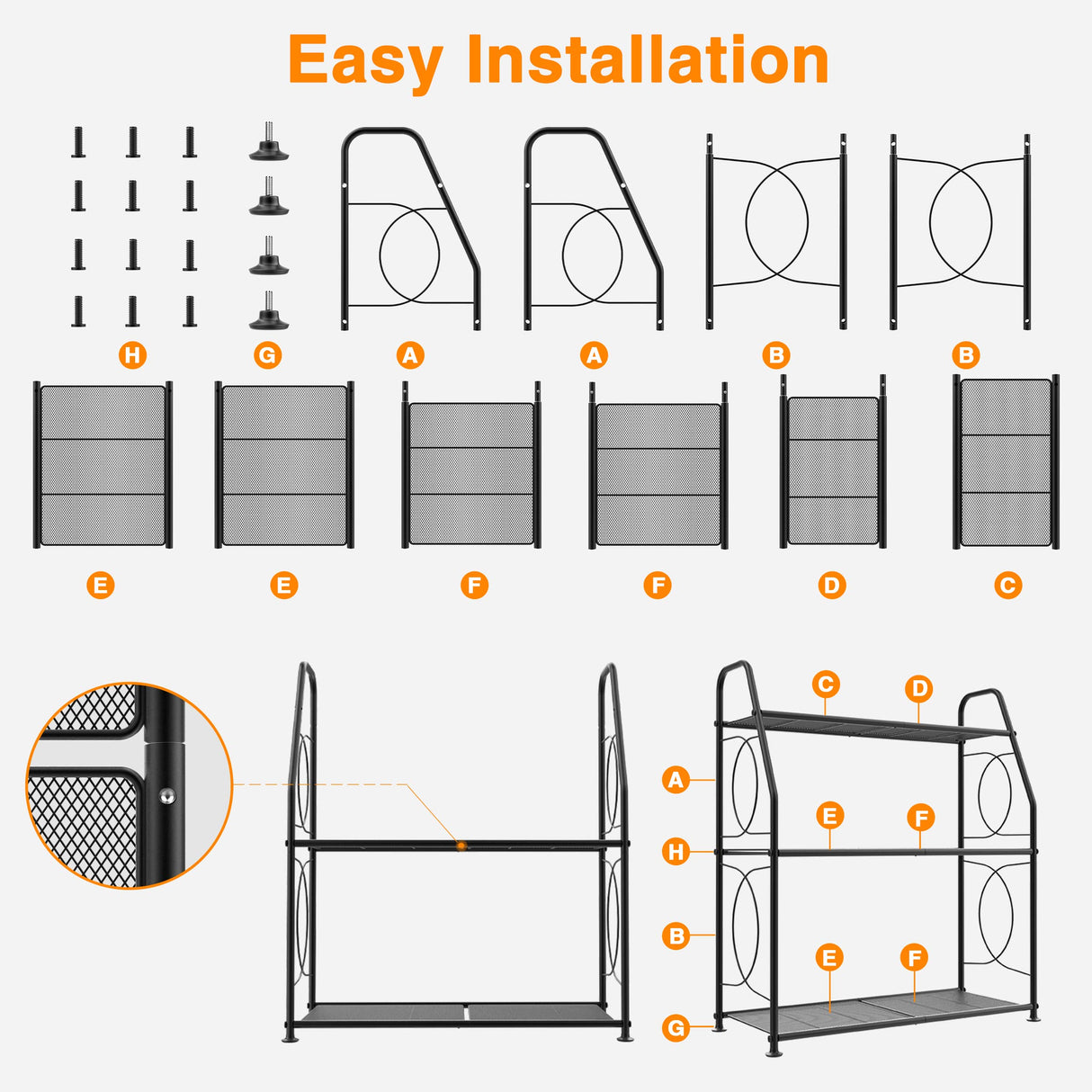 Plant Stand, 3 Tier Plant Shelf for Indoor Outdoor, Heavy Duty Metal Outdoor Plant Stand