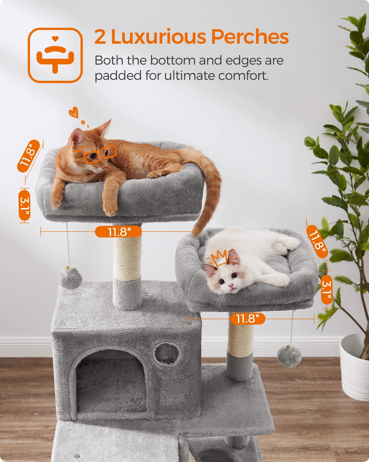 Large Cat Tower with 13 Scratching Posts 2 Perches