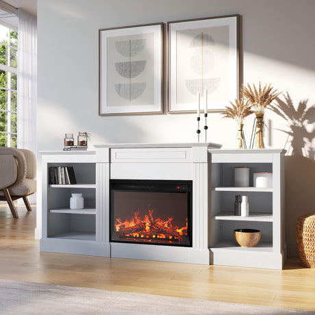 Modern 66" Electric Fireplace Heater Mantel TV Stand