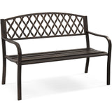 Garden Bench Patio Park Bench, Larger Size Cast Iron Metal Frame Porch Bench