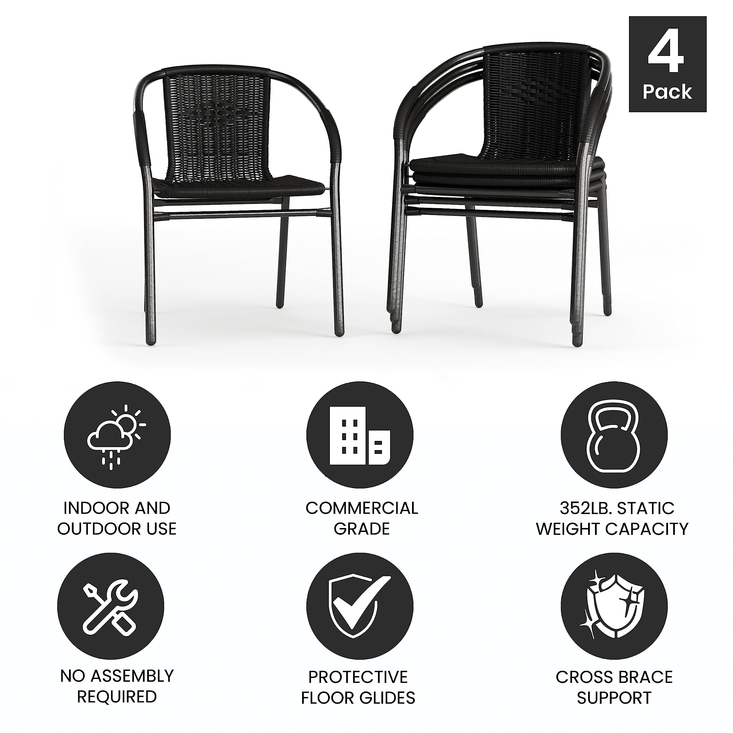 Lila 4 Pack Black Rattan Indoor