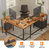 66” L Shaped Desk with Power Outlet