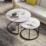 Round Nesting Coffee Table, 31.5" White Modern Accent