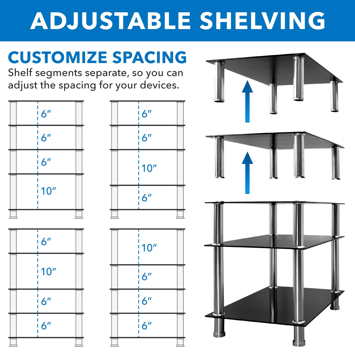 Tempered Glass AV Component Media Stand, Audio Tower and Media Center