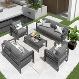 Aluminum Patio Furniture Set,5 Pieces Modern Outdoor Conversation Set Sectional Sofa