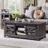 48'' Coffee Table with Storage & Sliding Barn Doors, Farmhouse & Industrial Center Table w/Adjustable Shelves