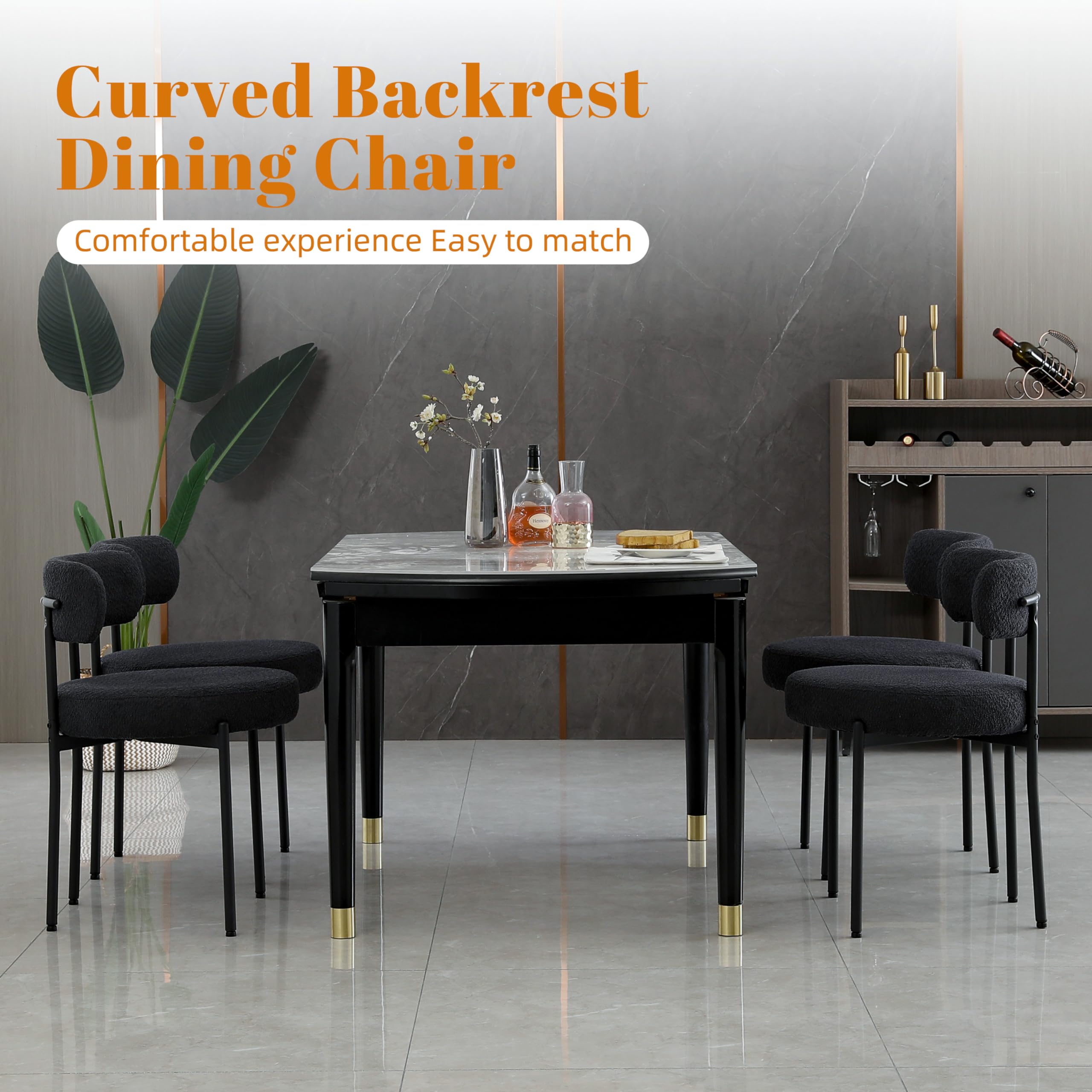 Black Dining Chairs Set of 2,  Modern Dining Chairs, Kitchen Dining Room Chairs