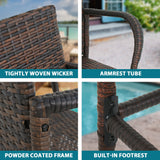 Upgraded Wicker Bar Stool Chairs Outdoor Backyard Rattan Chair w/Iron Frame