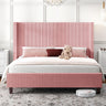 King Size Upholstered Platform Bed Frame, Wingback Bed with 50.8" Headboard