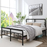 Queen Size Metal Bed Frame with Headboard and Footboard, 14 Inch Black Heavy Duty Mattress