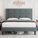 Queen Bed Frame, Modern Velvet Upholstered Platform Bed Frame