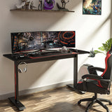 55 Inch Gaming Desk, Heavy-Duty Gaming Computer Table with Fiber Surface