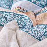 Boho Comforter Set Full Size 8 Piece Bed in a Bag Bohemian Striped Bedding Quilt Set Aqua Paisley