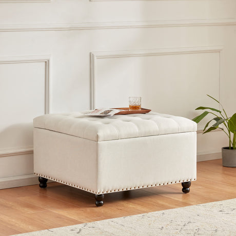 Large Square Storage Ottoman Bench