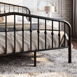 Queen Size Metal Platform Bed Frame with Victorian Style Wrought Iron-Art Headboard