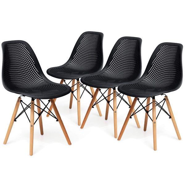 Set of 4 Modern Dining Chairs, Outdoor Indoor Shell PP Lounge Side Chairs