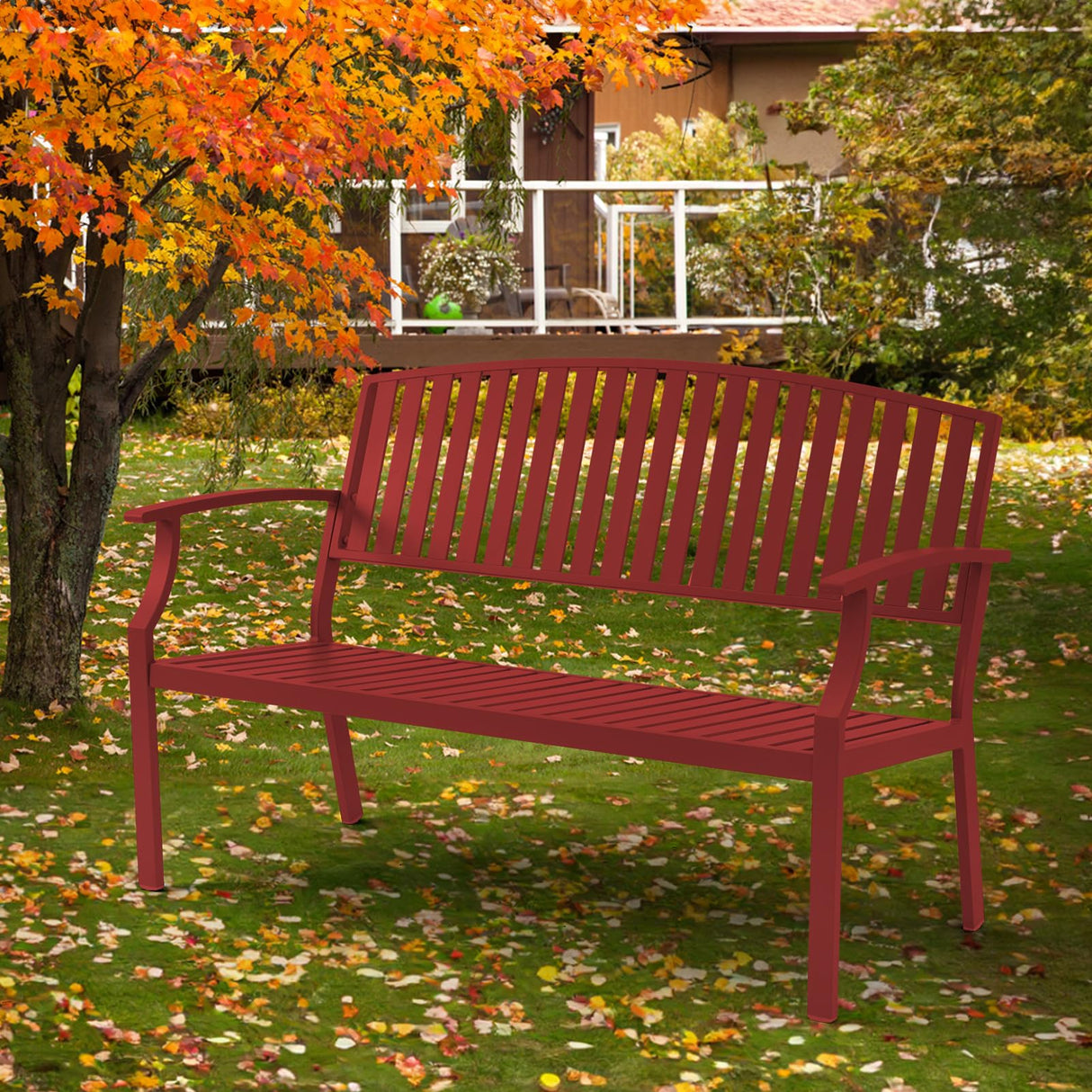 Outdoor Bench Weatherproof Aluminum Patio Garden Bench, Patio Loveseat