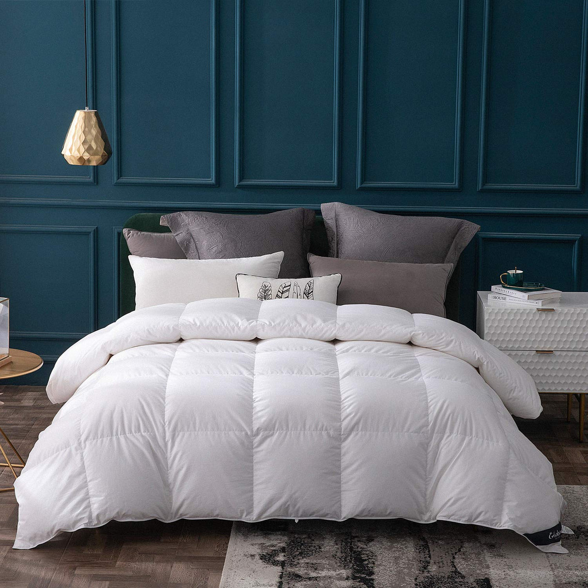 Goose Down Comforter King Size All Season,400 Thread Count Ultra Soft Noiseless