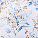 7 Pieces Floral Reversible Bed in a Bag Gold and Blue Leaves Bedding Set