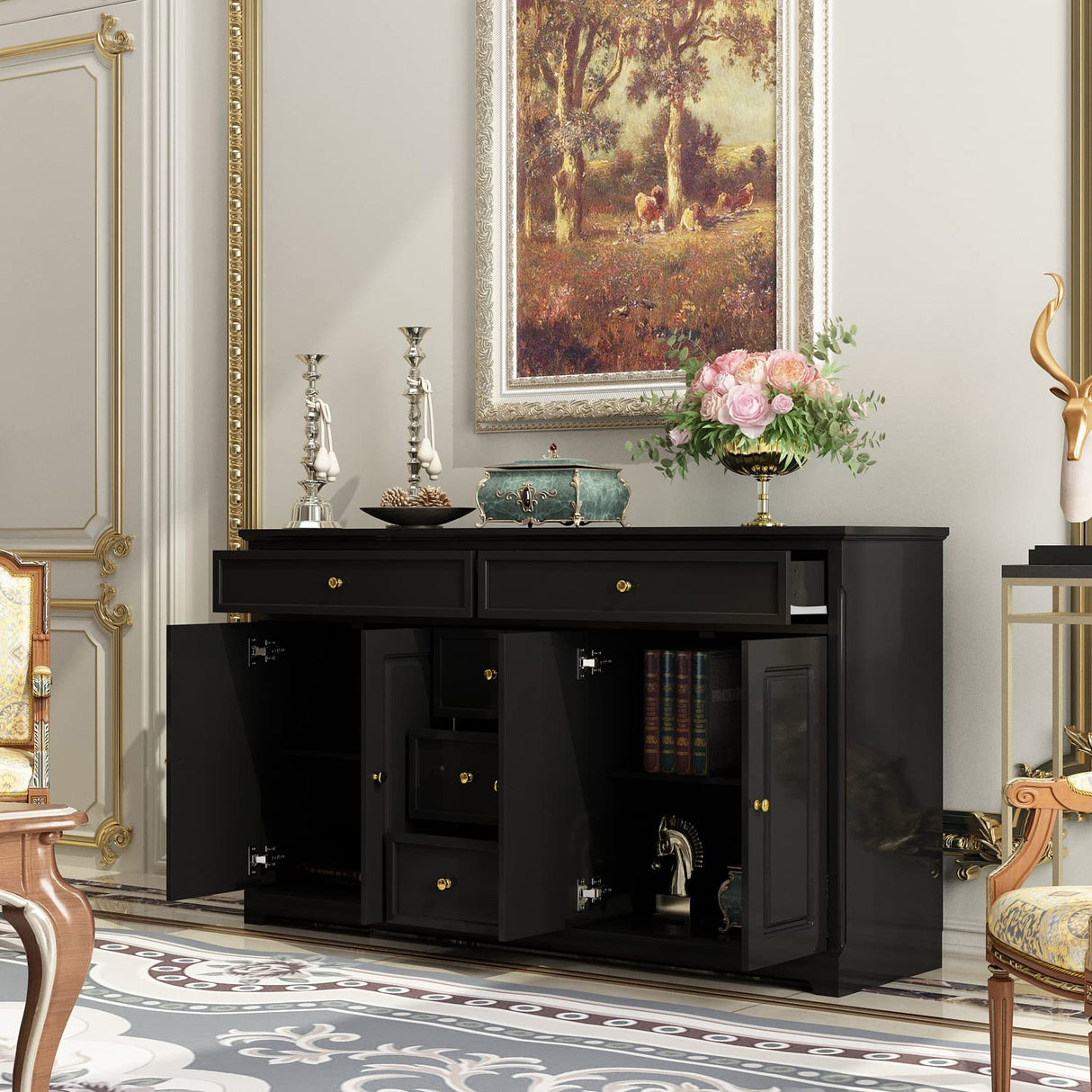 Sideboard Buffet Cabinet with 4 Storage Compartments