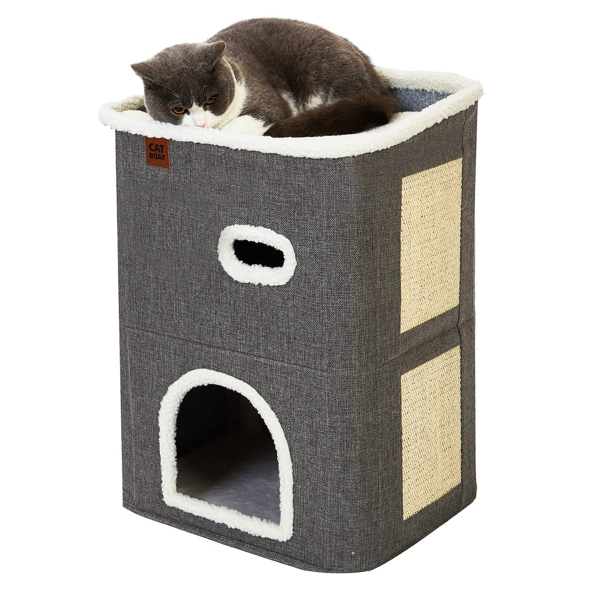 2-Storey Cat House for Indoor Cats Bed, Covered Cat Beds & Furniture