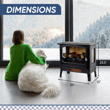 Infrared Freestanding Electric Fireplace Stove Heater in Deep Red