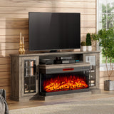 75in 3-Sided Glass Fireplace TV Stand for TVs up to 85"