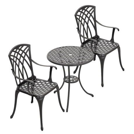 Patio Bistro Sets 3 Piece Cast Aluminum Bistro Table and Chairs Set