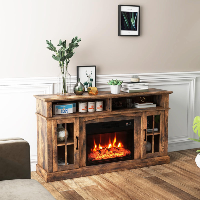 58 Inches Fireplace TV Stand with 23 Inch Fireplace