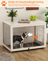 Wooden Dog Crate Furniture with Divider Panel, Dog Crate End Table
