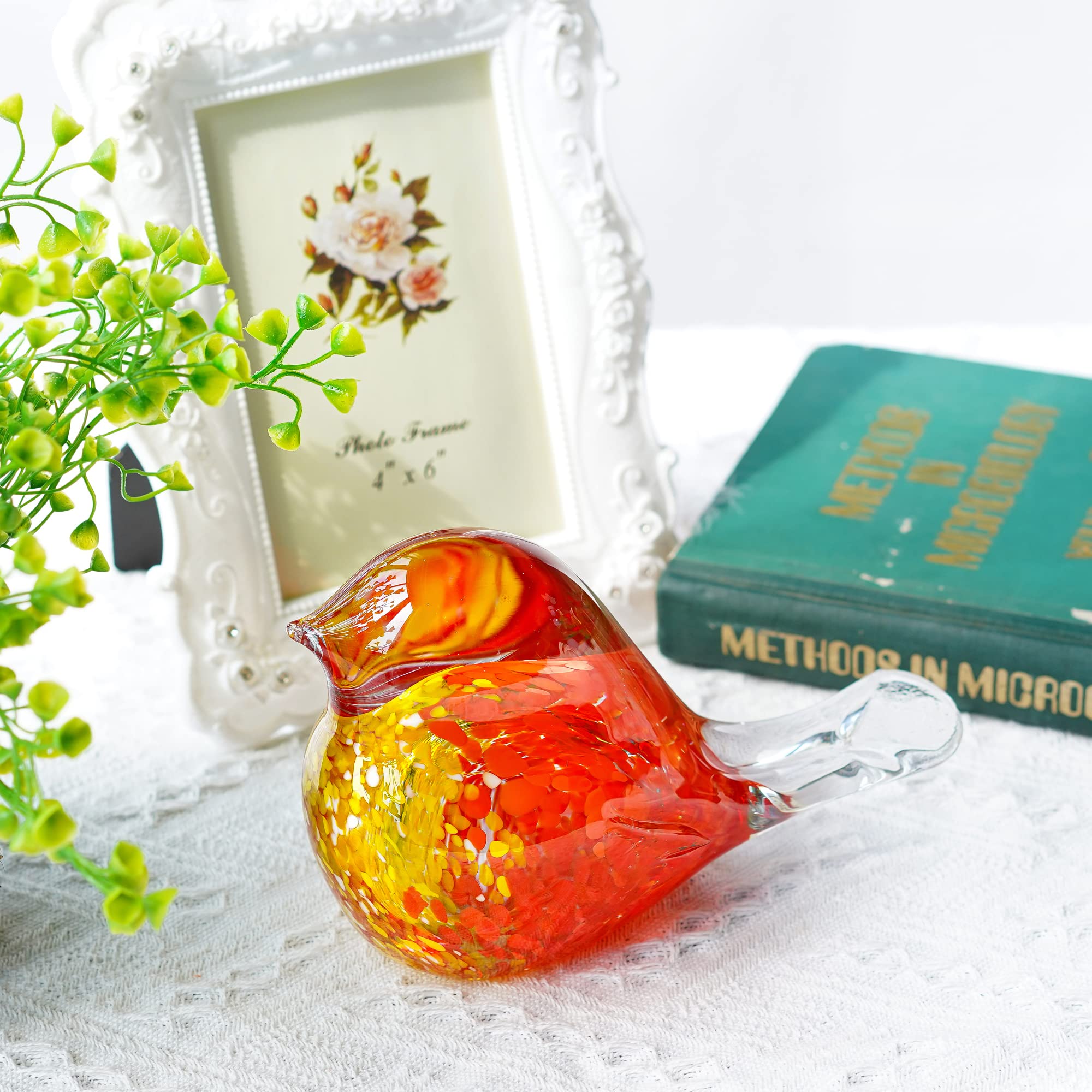 7inch Blown Glass Bird Figurine Collectibles Handcrafted Bird Paper