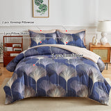 Navy Leaf Comforter Set King(91'' x 102'') Size Whole Piece Filling Light Weight Comforter