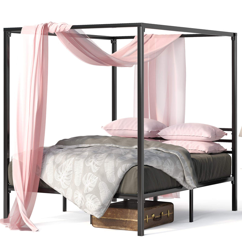 Patricia Black Metal Canopy Platform Bed Frame, Mattress Foundation with Steel Slat
