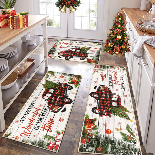 Kitchen Rugs Sets of 3 Non Skid Kitchen Mats for Floor Washable Rugs for Kitchen Floor