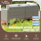 Outdoor Sectional Rattan Cushion Sofa Couch Conversation Set