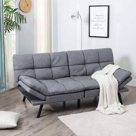 Fabric Futon Sofa Bed, Memory Foam Couch Convertible Loveseat, Sleeper Sofa