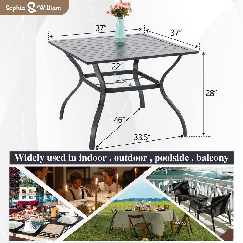 6-person Metal Outdoor Patio Dining Table Rectangular