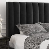 Full Bed Frame/Velvet Upholstered Bed Frame with Vertical Channel